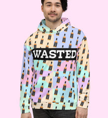 Pastel hoodie with a whiskey bottle saying wasted - HighCiti